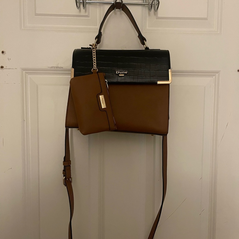 Brown and Black Women's Bag Set